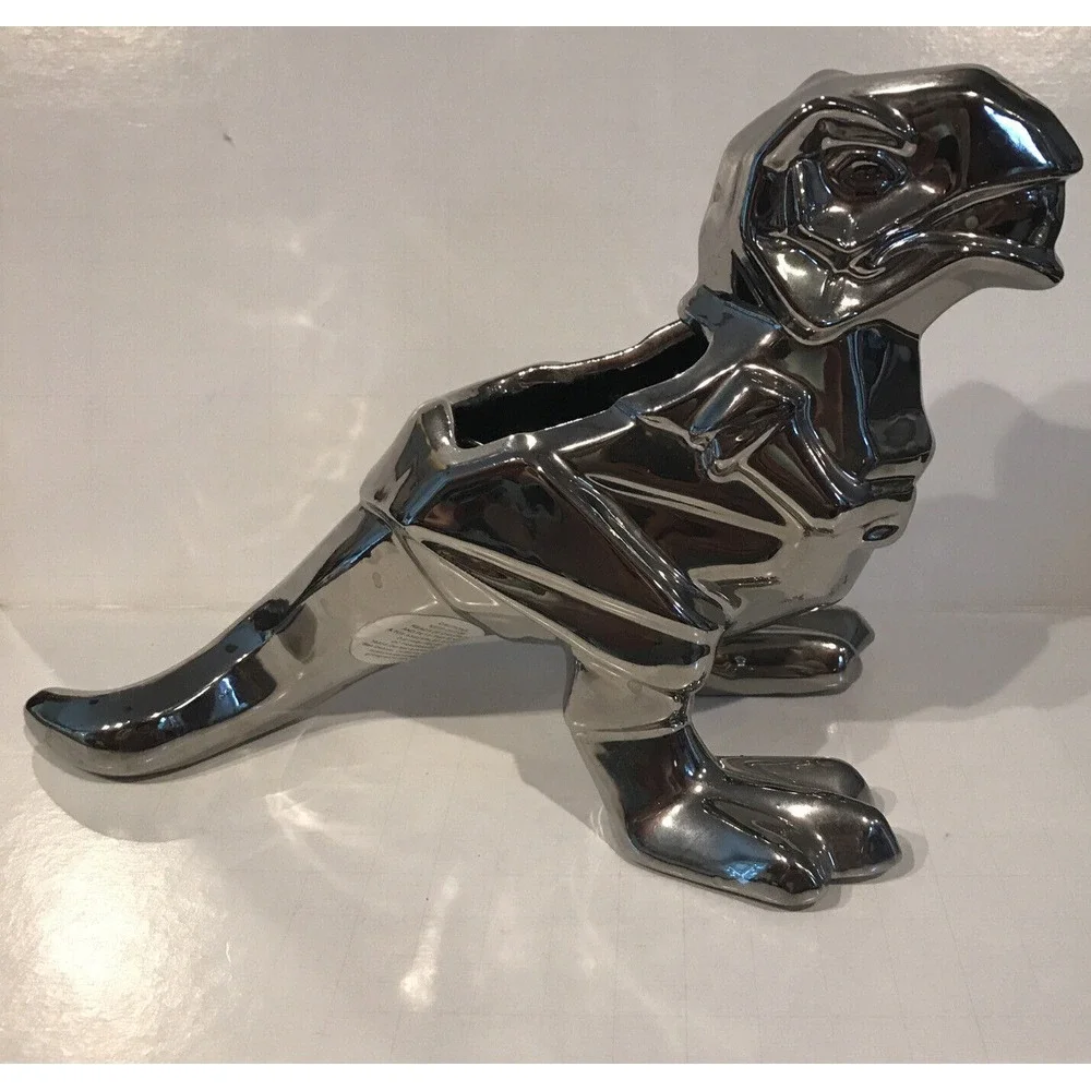 Chrome Dinosaur Trex‎ Tyrannosaurus Rex Planter Pot